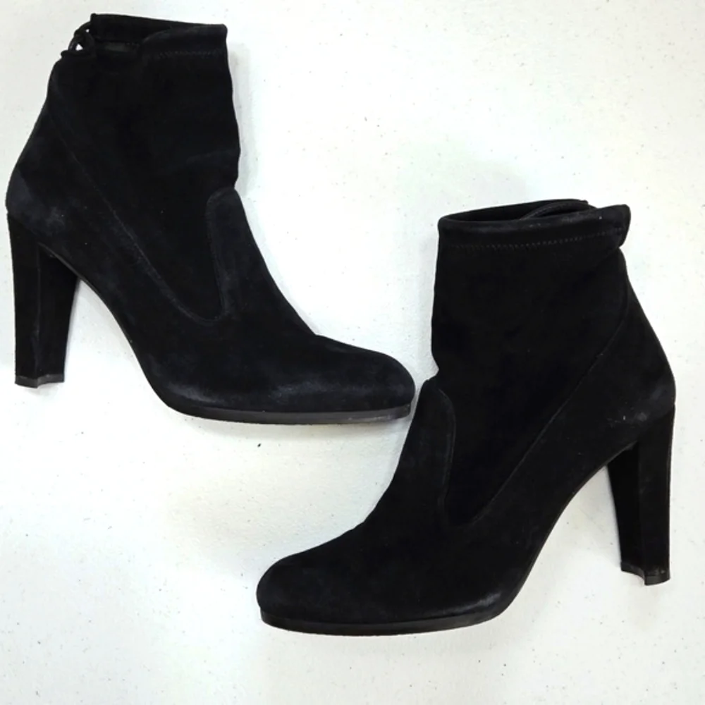 Stuart Weitzman Catch Suede Ankle Tie Bootie Black